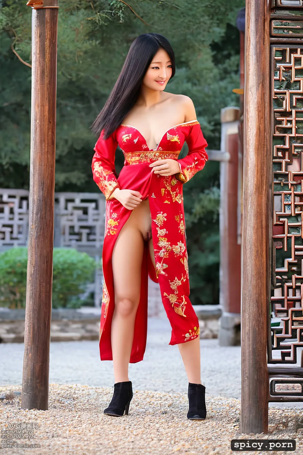 hanging gold earrings, picture of a beautiful chinese princess showing vagina and breasts 第52图