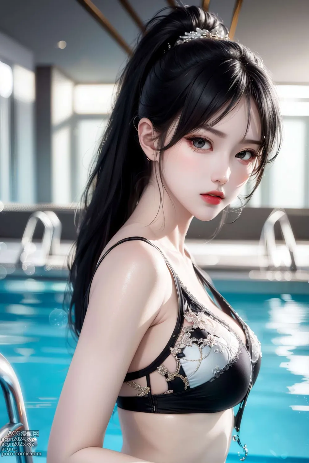 [AI beauty] uncensored - Pool Side Hot Babe 第1图