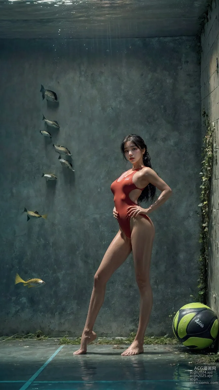 indoor gym wet latex swimsuit1 第1图