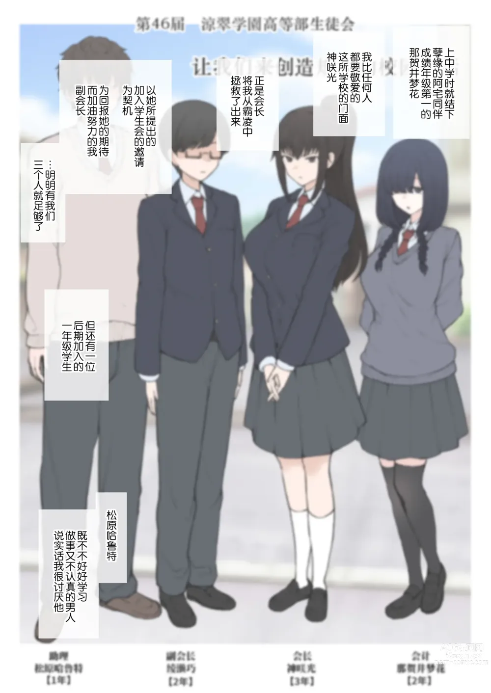 Page 2 of doujinshi Yarichin Shinnyuusei ni Ura de Jiwajiwa to Hakaisarete Iku Boku no Shiawase na Seitokai Life