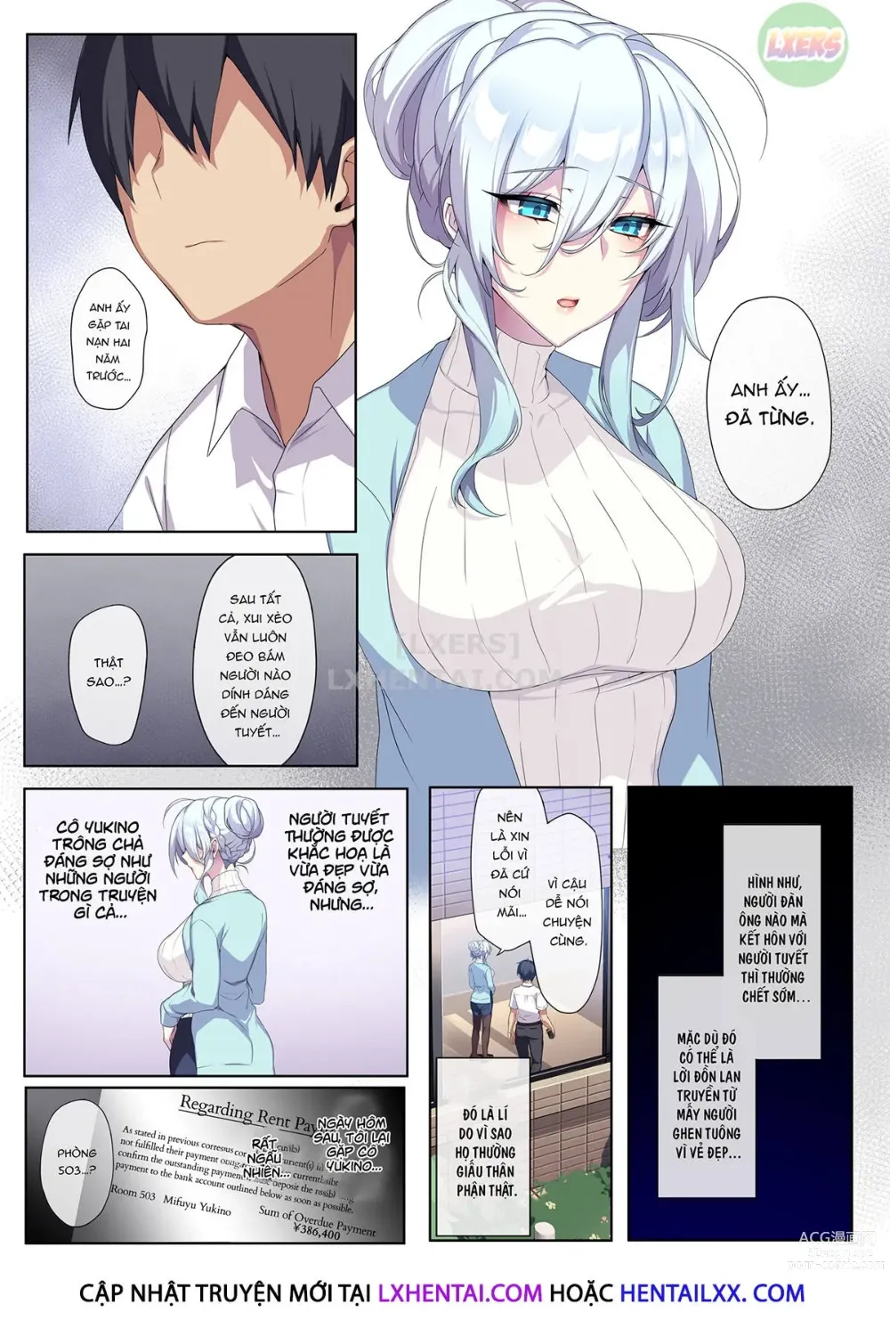 Page 12 of doujinshi Hitozukiai ga Nigate na Miboujin no Yukionna-san to Noroi no Yubiwa