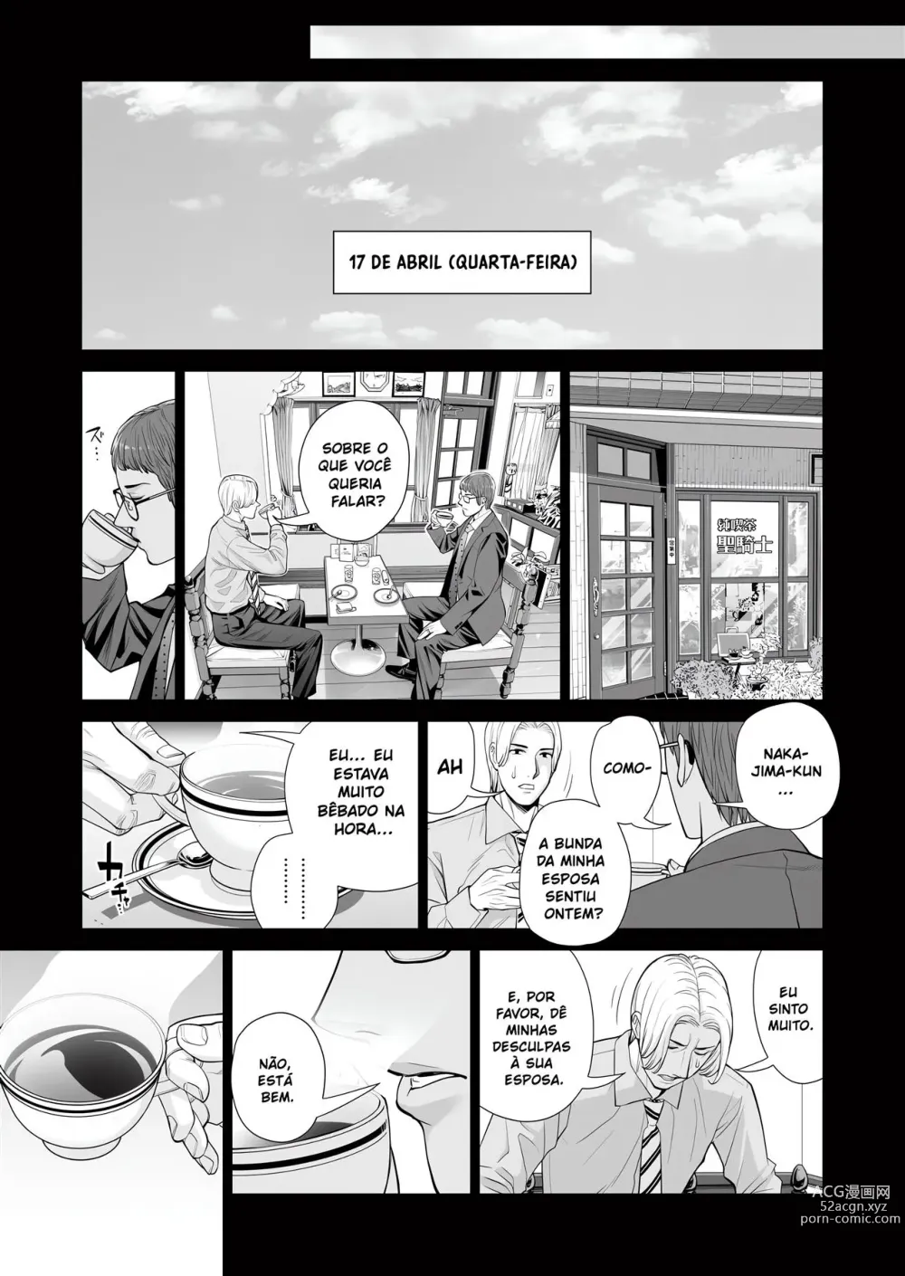 Page 45 of doujinshi Tsukiyo no Midare Zake ~Hitozuma wa Yoitsubureta Otto no Soba de Douryou ni Netorareru~