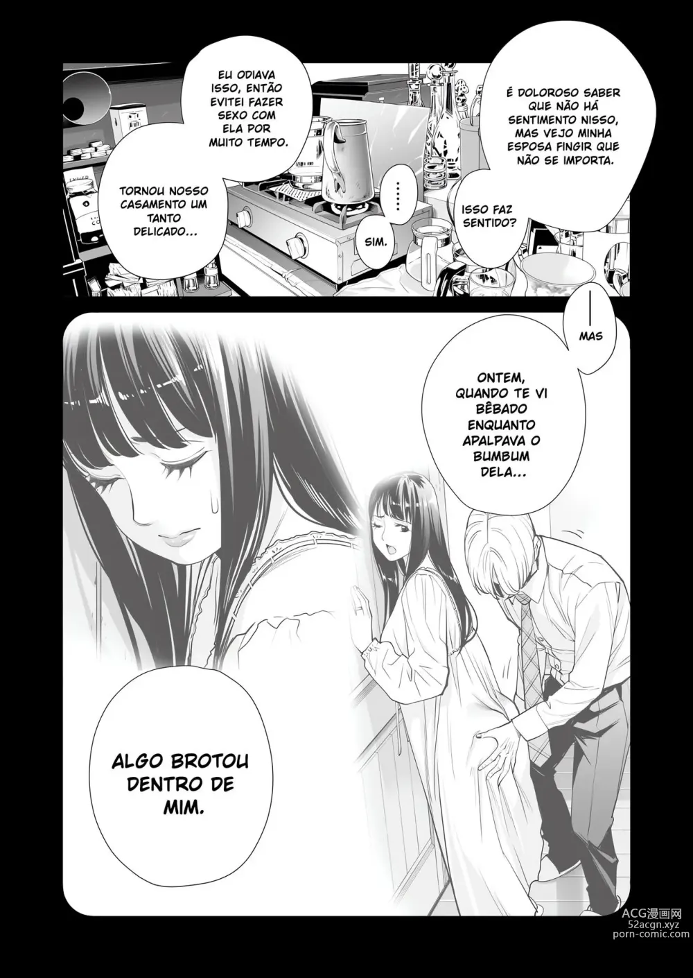 Page 47 of doujinshi Tsukiyo no Midare Zake ~Hitozuma wa Yoitsubureta Otto no Soba de Douryou ni Netorareru~