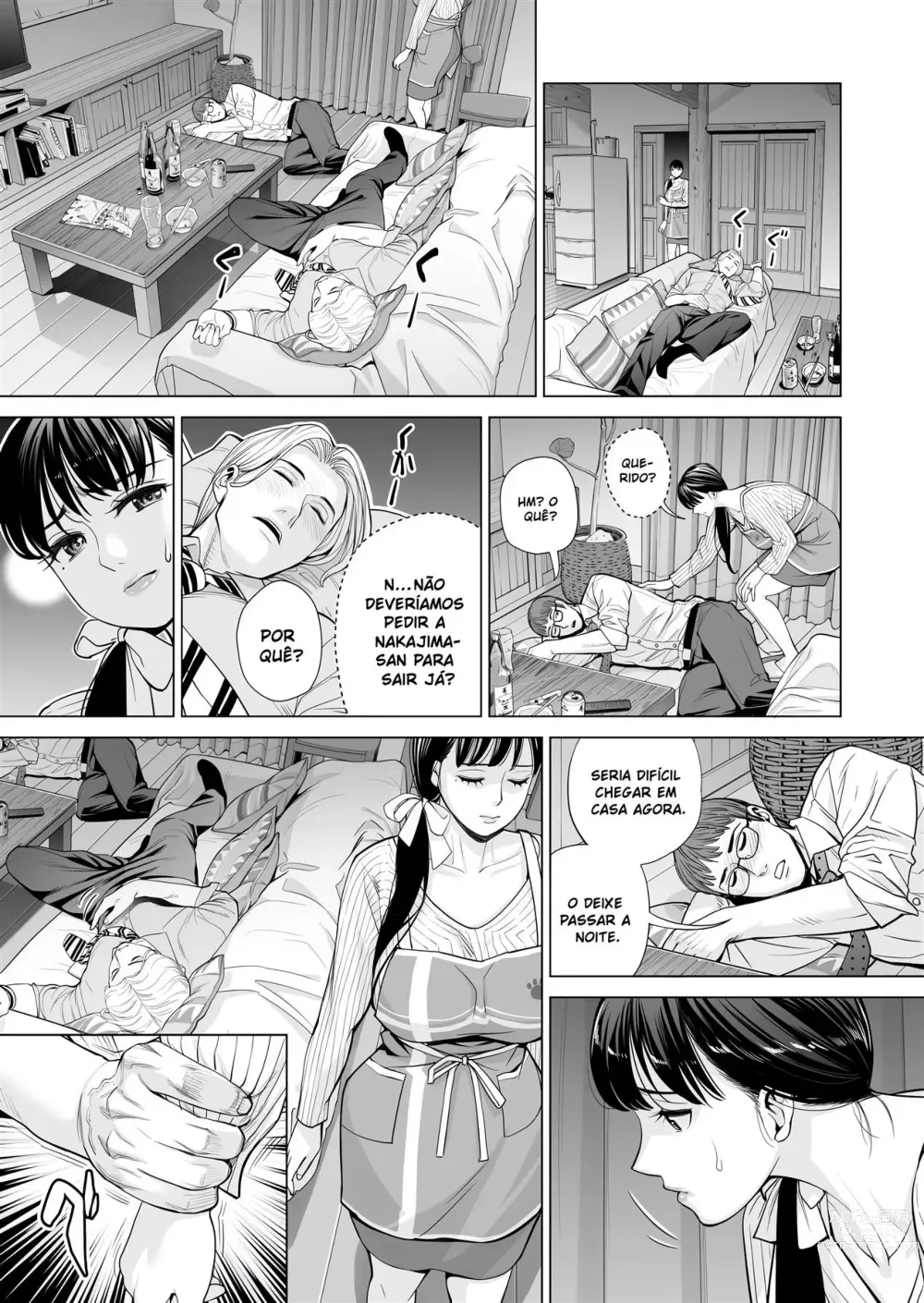 Page 38 of doujinshi Tsukiyo no Midarezake ~Hitozuma wa Yoitsubureta Otto no Soba de Douryou ni Netorareru~