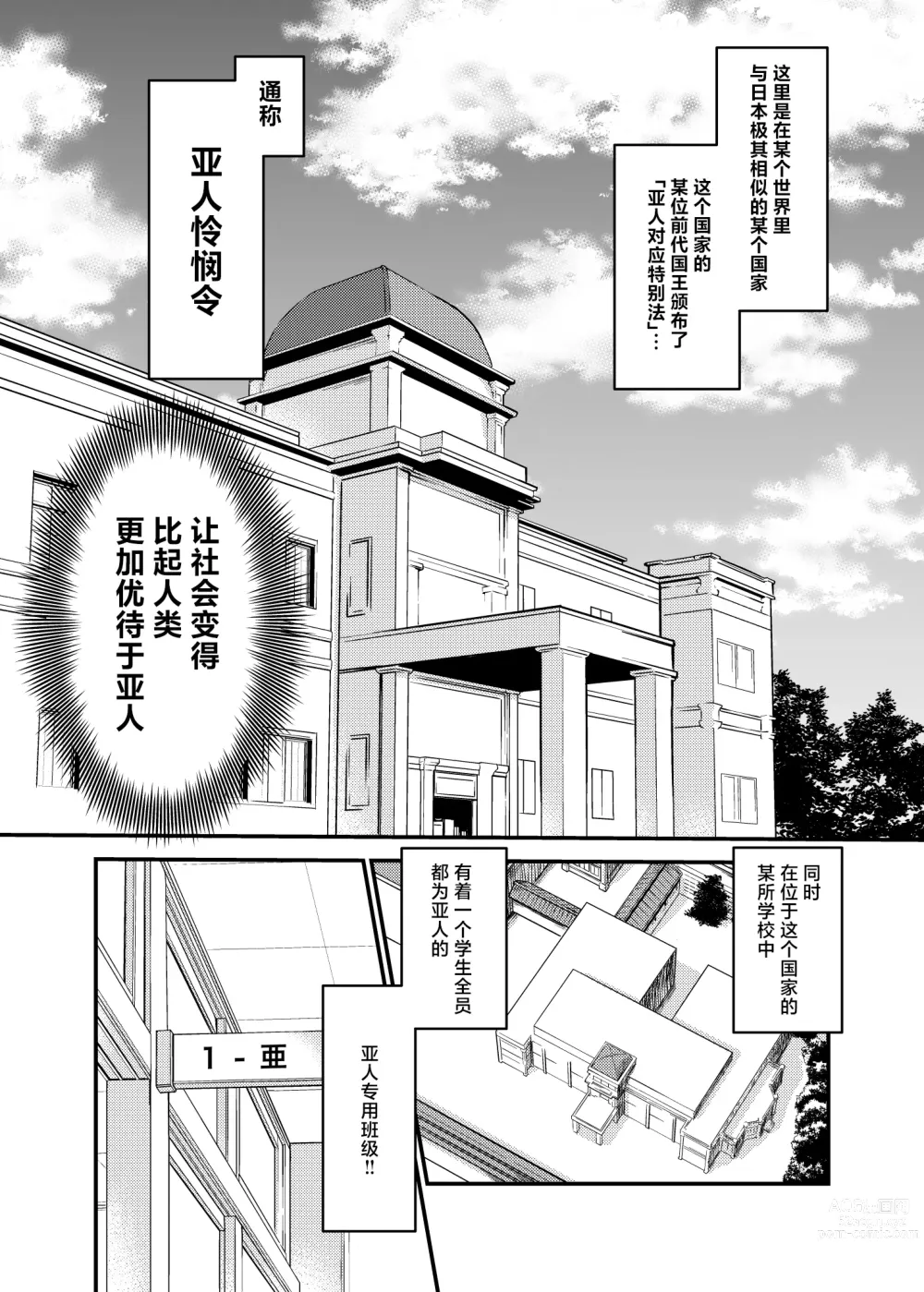 Page 2 of doujinshi Seiyoku Ousei na Ajin Senyou Gakkyuu ni Danshi Seito wa Ore Hitori・Dark Elf JK Hen