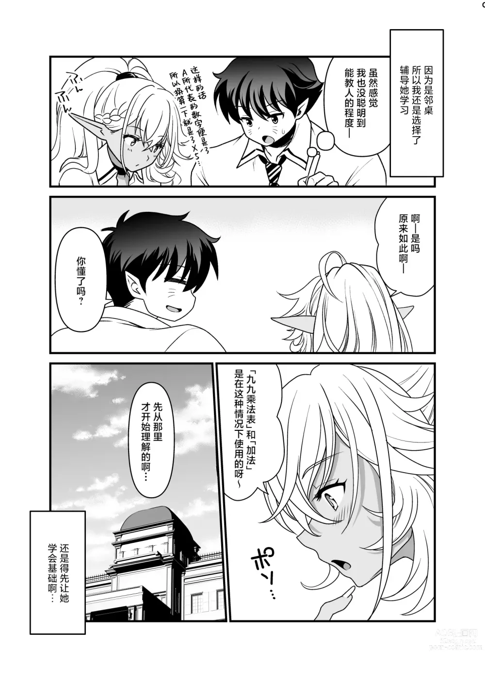 Page 10 of doujinshi Seiyoku Ousei na Ajin Senyou Gakkyuu ni Danshi Seito wa Ore Hitori・Dark Elf JK Hen