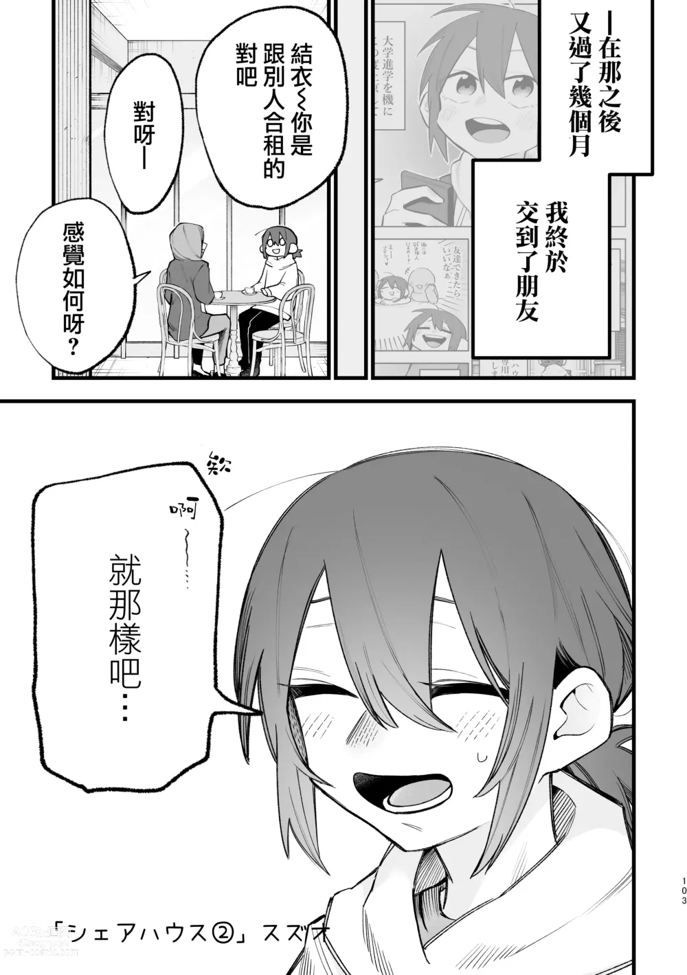 Page 2 of doujinshi 合租房屋心跳加速！？3P百合SEX 2