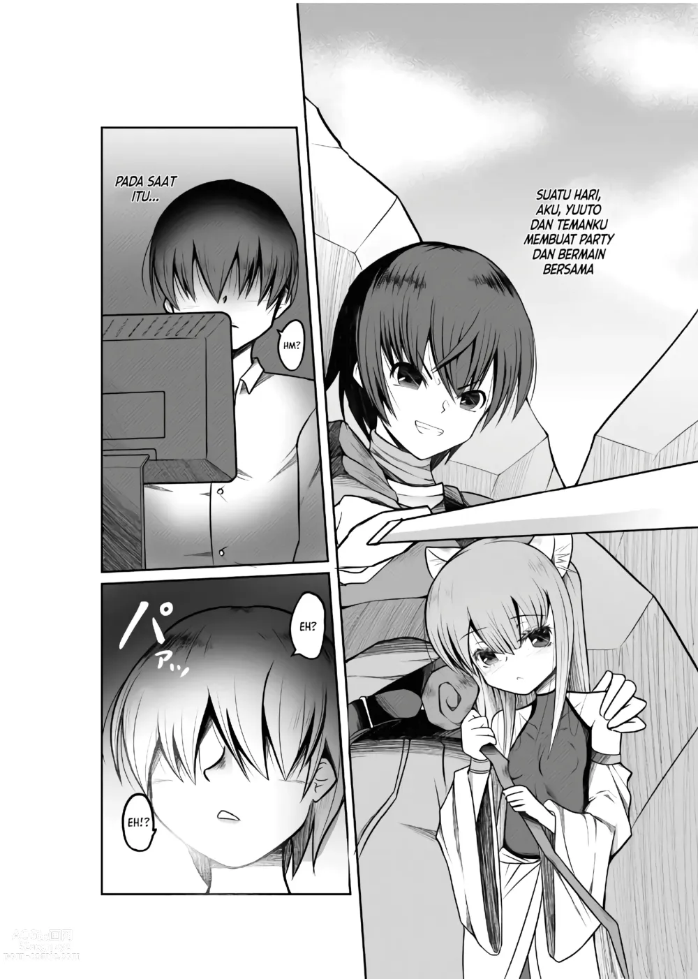 Page 3 of doujinshi Game no Sekai ni Teni Shita TS Wanko ga Issho ni Teni Shita Yuujin to Uyokyokusetsu o Hete Musubareru Hanashi