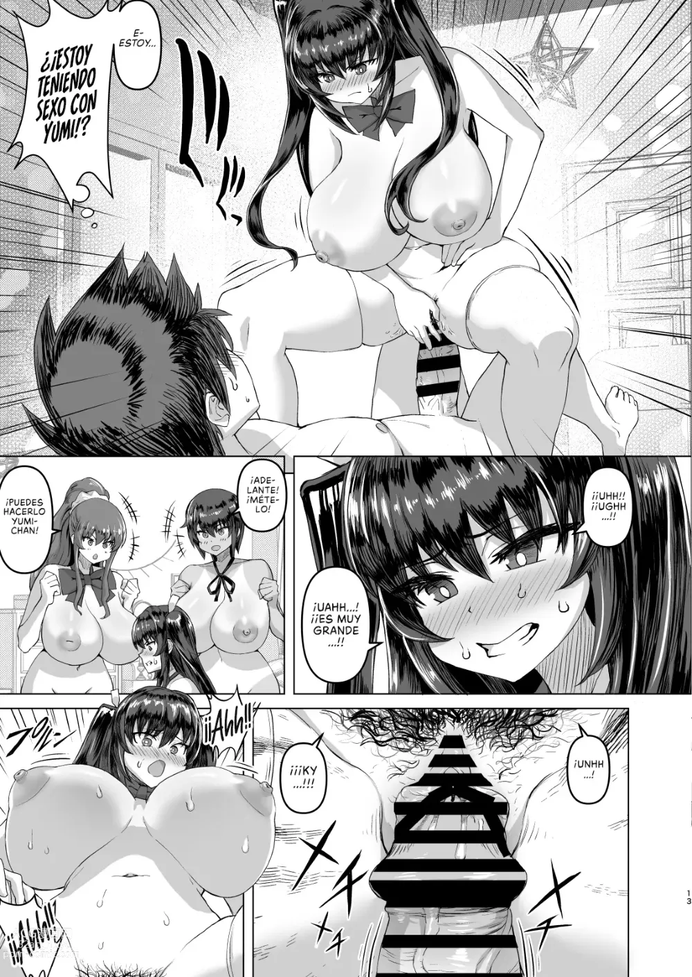 Page 13 of doujinshi Cuando mi Polla se puso Grande, mi Amiga de la Infancia y sus Amigas de Tetas Enormes Entraron en Celo y me Hicieron un Harem