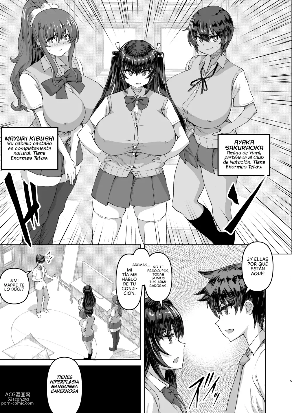 Page 5 of doujinshi Cuando mi Polla se puso Grande, mi Amiga de la Infancia y sus Amigas de Tetas Enormes Entraron en Celo y me Hicieron un Harem