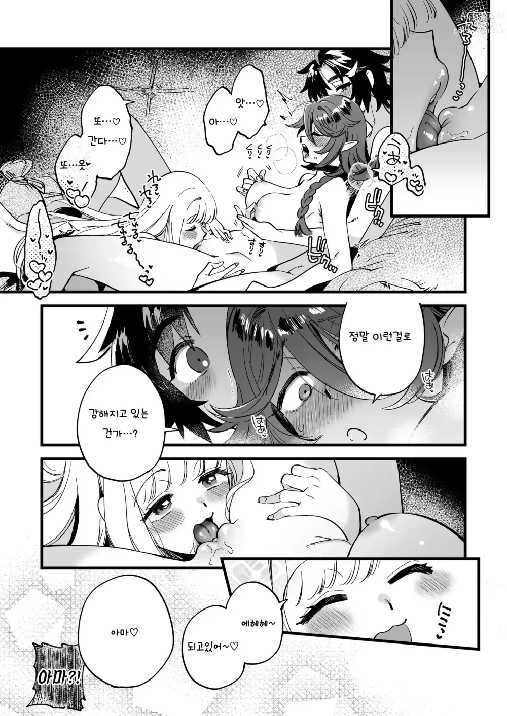 Page 30 of doujinshi Nakayoshi Onna Boukensha wa Yoru ni Naru to Yadoya de Mechakucha Ecchi Suru｜사이좋은 여자모험가는 비밀의 특훈을 하고 있는 것 같다