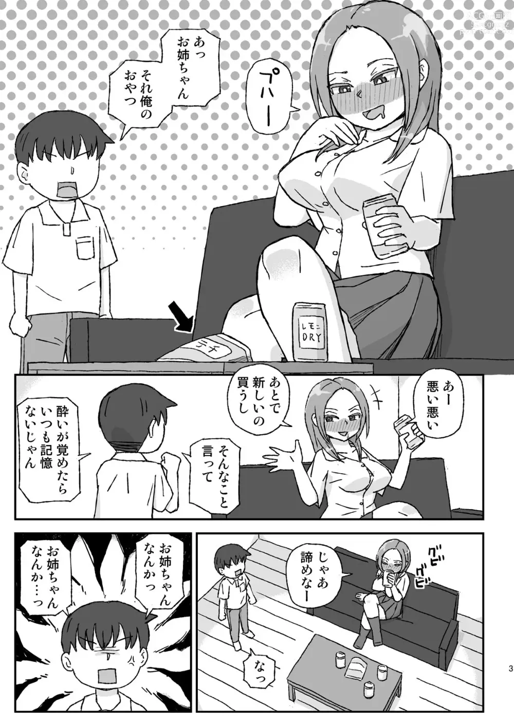 Page 3 of doujinshi Yotta Onee-chan wa Nani o Sarete mo Kiokuninai