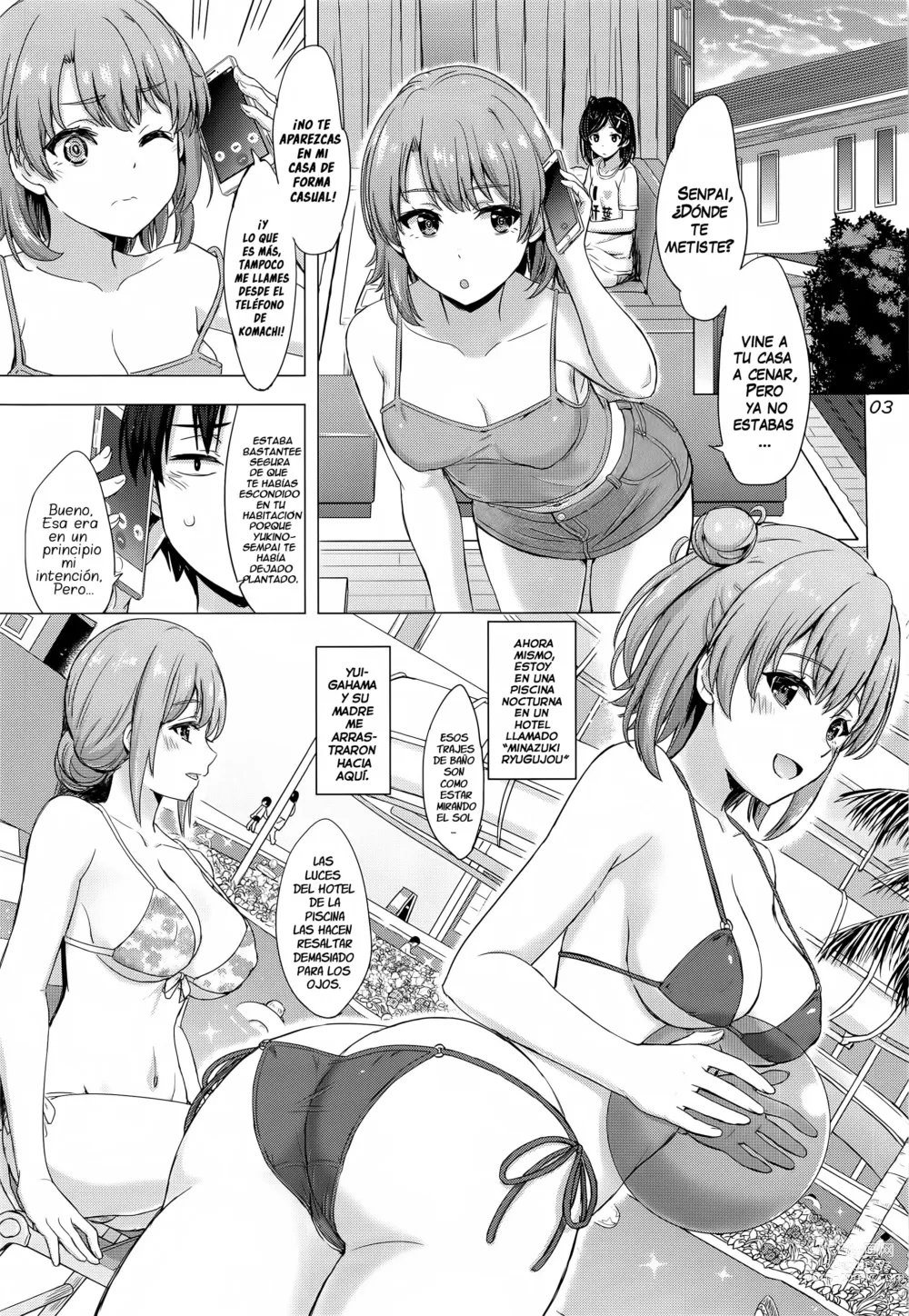 Page 2 of doujinshi Jounetsuteki na Natsu no Resort o Yuigahama Oyako to. - Un Apasionante Resort de Verano con un Par de Yuigahamas.