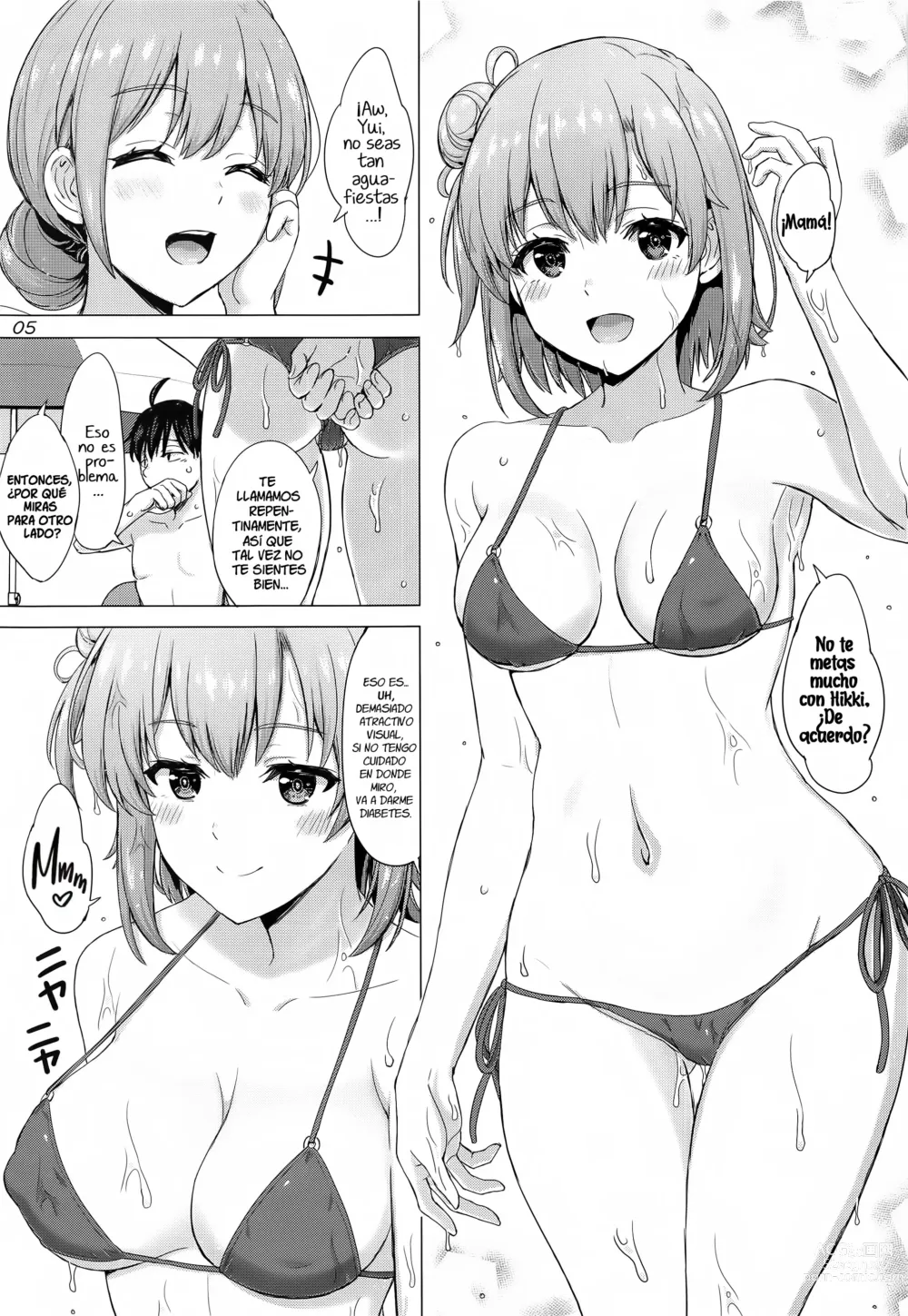 Page 4 of doujinshi Jounetsuteki na Natsu no Resort o Yuigahama Oyako to. - Un Apasionante Resort de Verano con un Par de Yuigahamas.