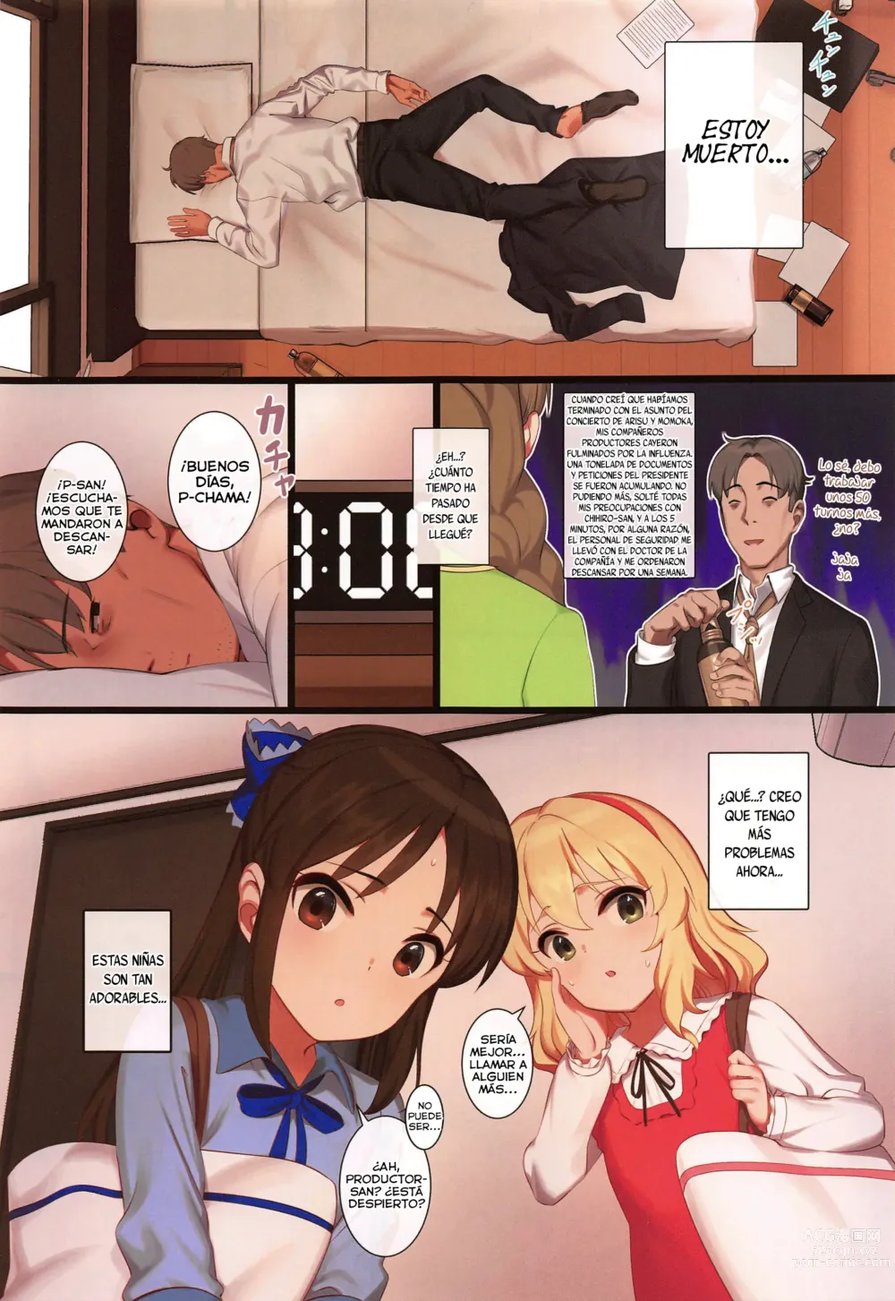 Page 2 of doujinshi Tsukarehatete Kaettara Arisu to Momoka ga Seiteki ni Iyashimakutte kuremashita.