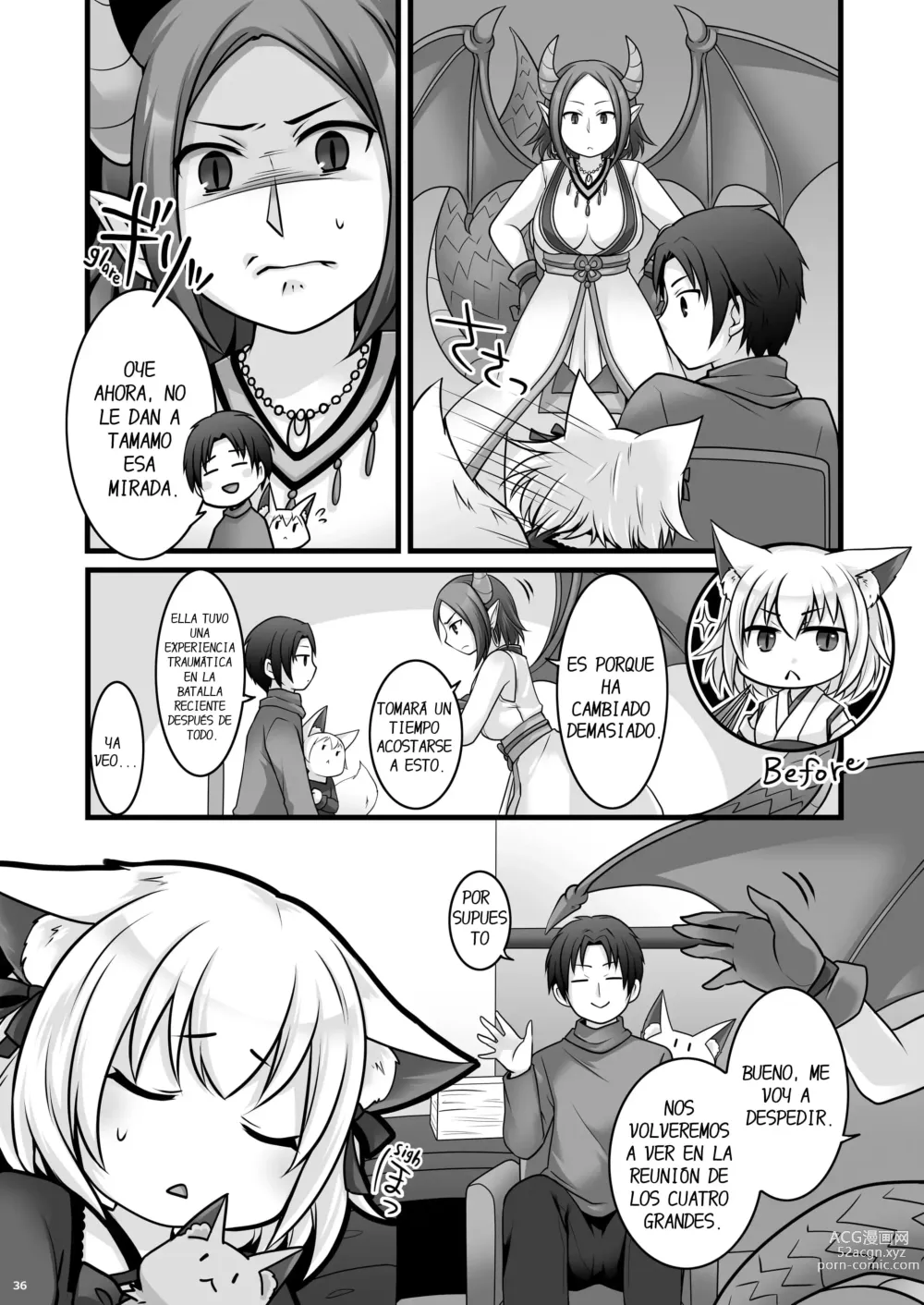 Page 37 of doujinshi Ippan Heishi Akira ga Shitennou Tamamo wo Tsukaima ni Dekita Wake