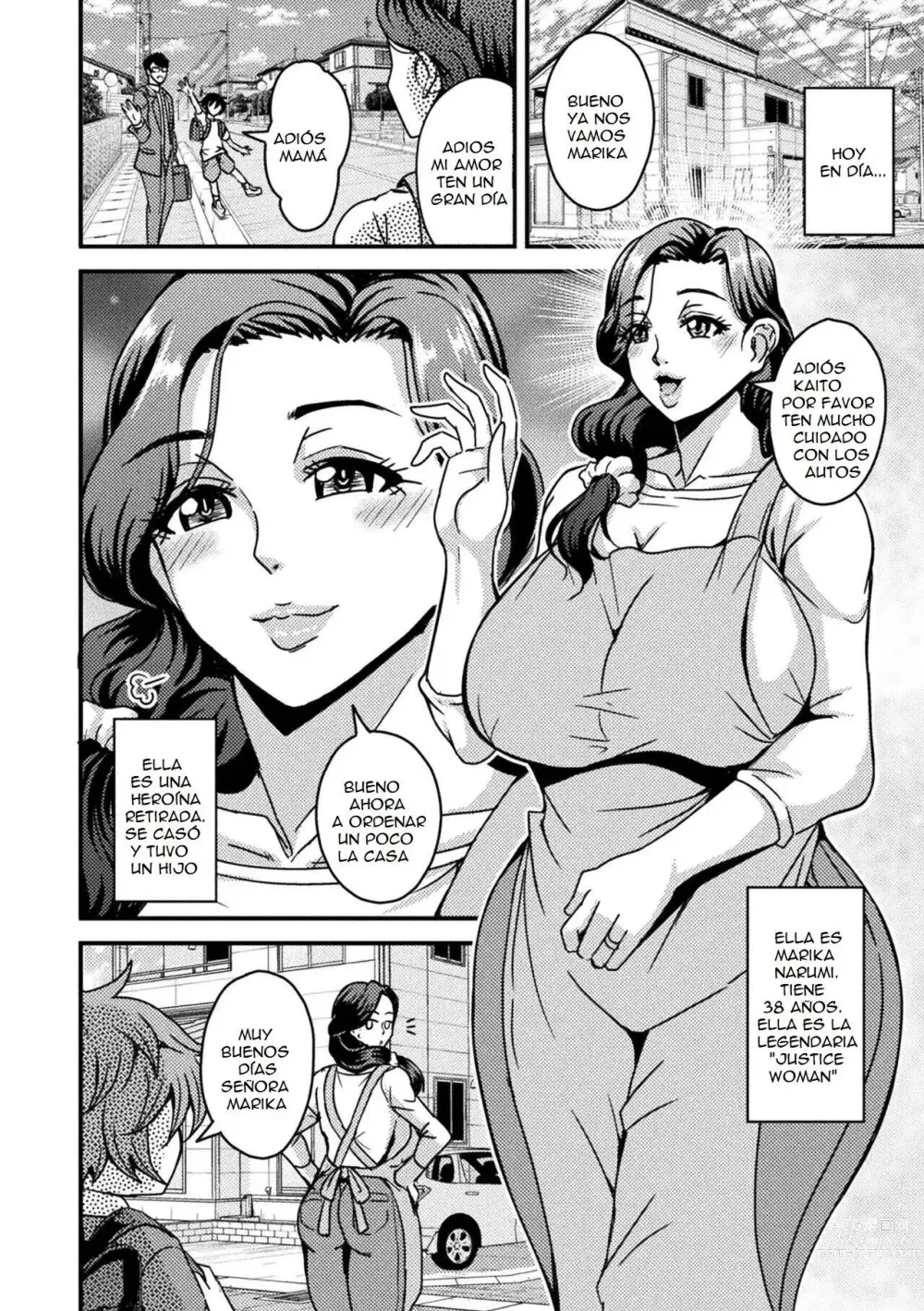 Page 2 of doujinshi Una madre superheroina es derrotada por la polla de un pequeño malvado