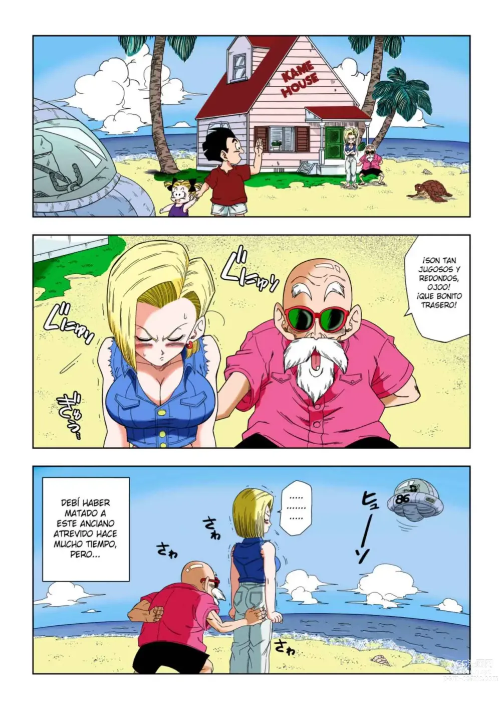 Page 2 of doujinshi Android 18 vs Master Roshi (decensored)