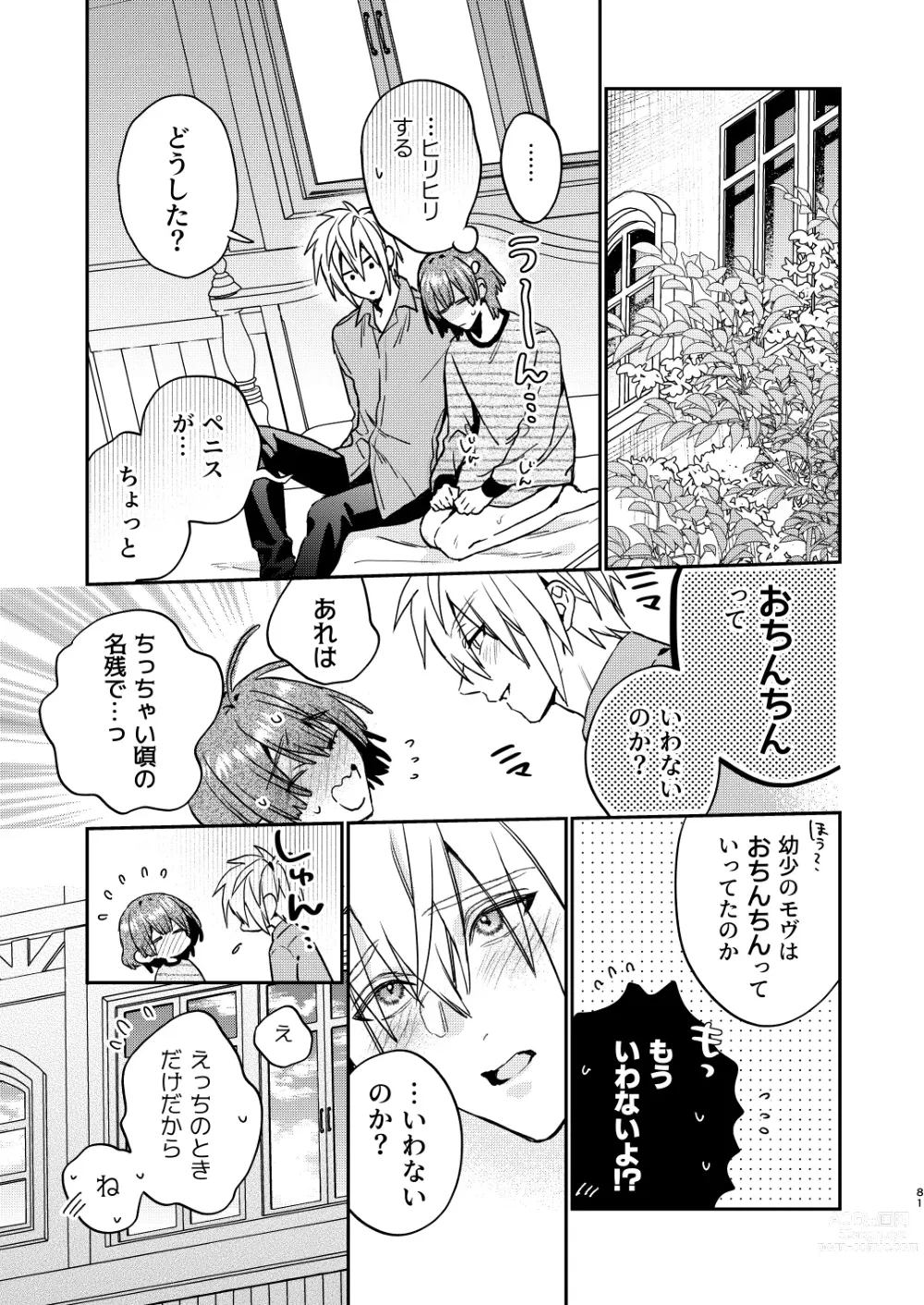 Page 81 of doujinshi 【Mobuhame bangai-hen 2-hondate】heibon mobu, 2-dome no koi wa dekiai kakutei shimashita! ? + Tensei mobu wa BL gē no sekai de hame rare kōryaku sa remashita! ? Hatsujō-hen