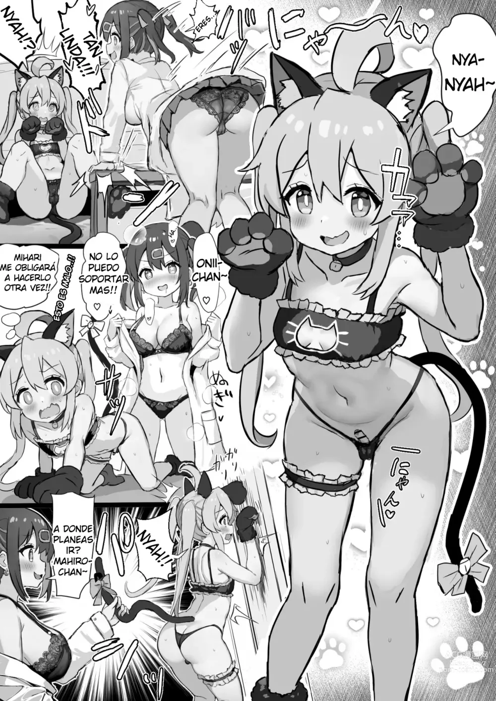 Page 1 of doujinshi Neko Lingerie Mahiro-chan o Shiboritoru Imouto no Mihari-chan