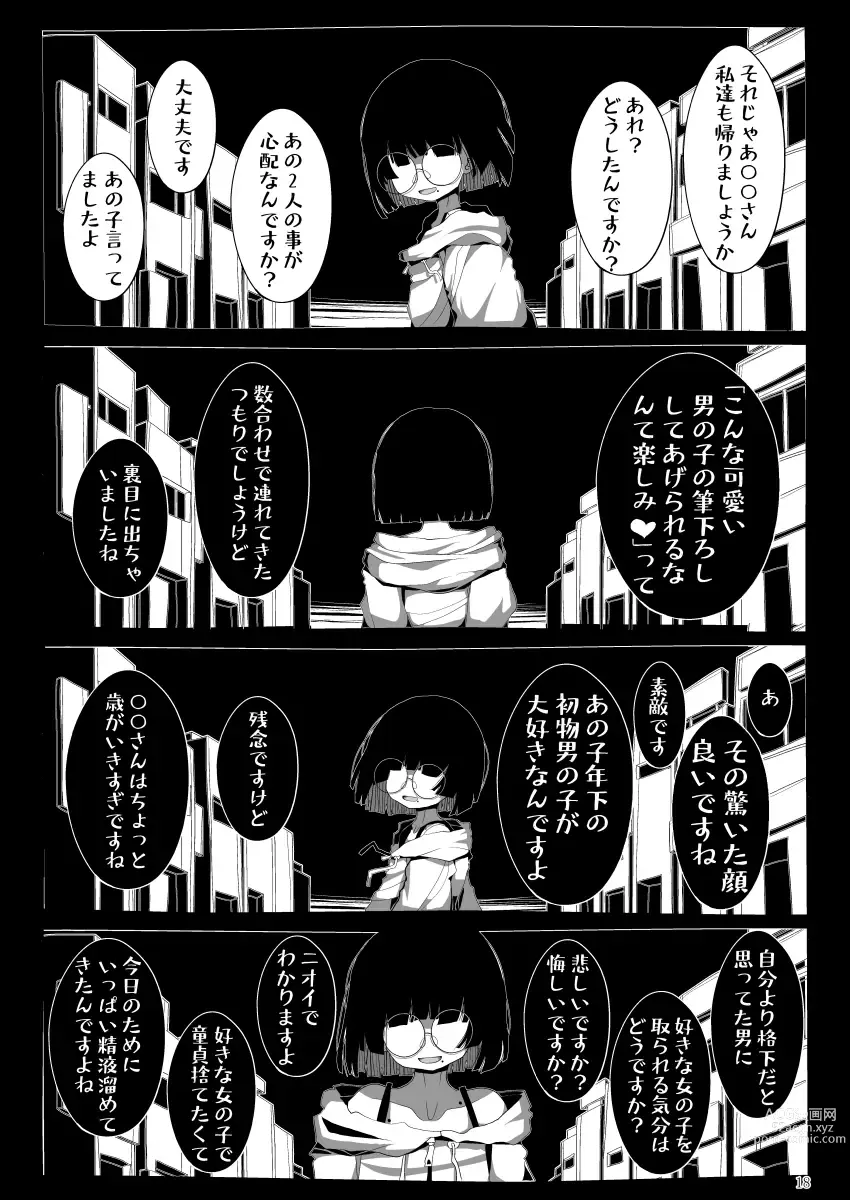 Page 17 of doujinshi Jimi de Otonashisou ni Miete Doutei o Taberu no ga Shumi no Warui Onna no Ko Doujin Sakka-chan ni Seiheki o Dame ni Sareru Douteikuntachi no Hanashi