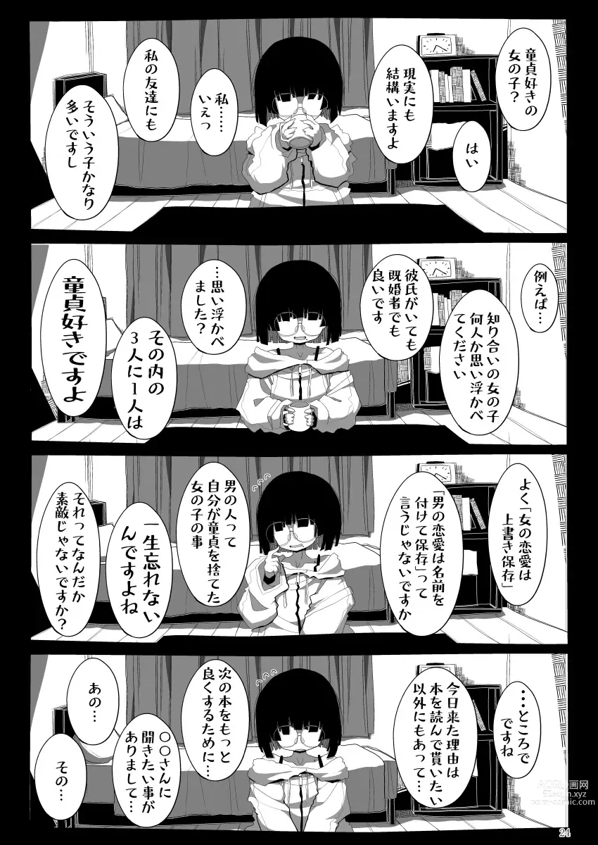 Page 23 of doujinshi Jimi de Otonashisou ni Miete Doutei o Taberu no ga Shumi no Warui Onna no Ko Doujin Sakka-chan ni Seiheki o Dame ni Sareru Douteikuntachi no Hanashi