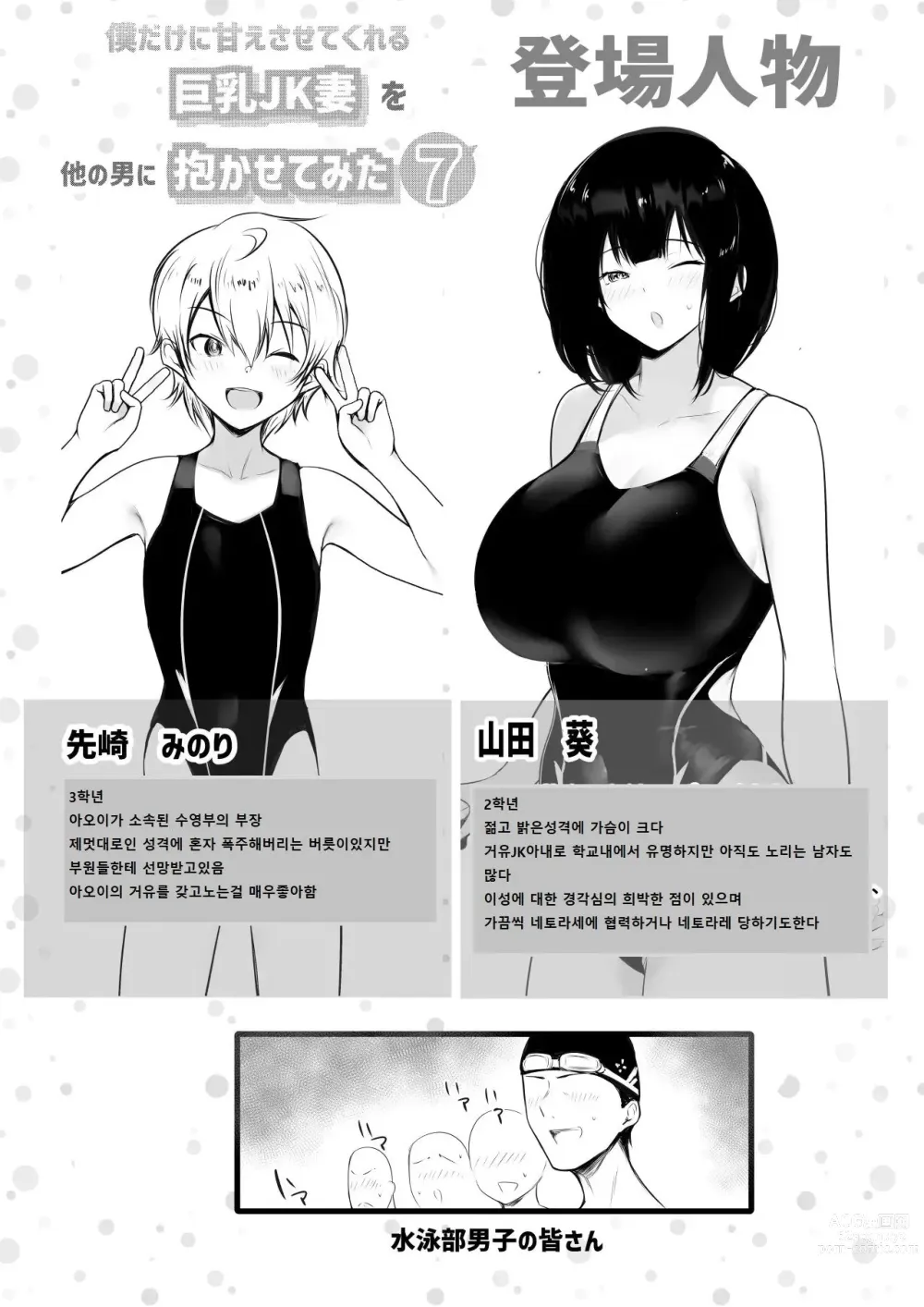 Page 2 of doujinshi Boku dake ni Amaesasete Kureru Kyonyuu JK Tsuma o Hoka no Otoko ni Dakasete Mita 7