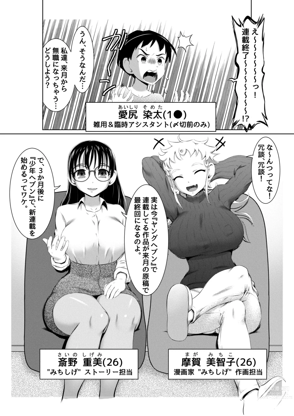 Page 2 of doujinshi Ecchi na Onna Mangakka Combi 2 Rensai Junbi wa Kitsui no da!