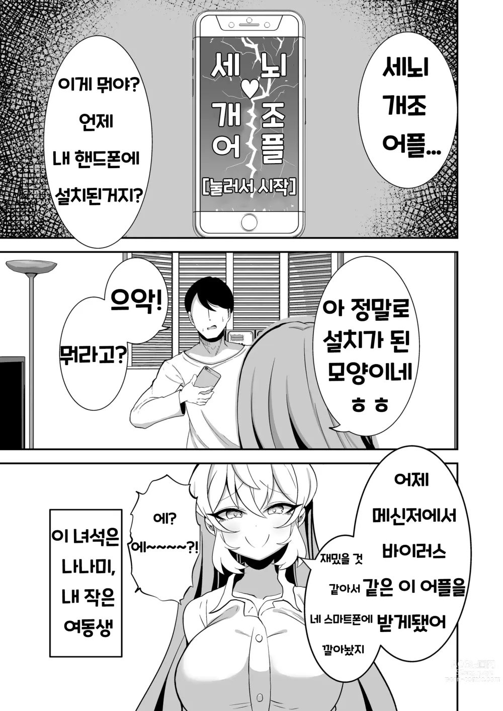 Page 2 of doujinshi Sennou Kaihen Appli de Namaiki na Imouto wo Tsugou no Ii Onaho ni Suru Hanashi