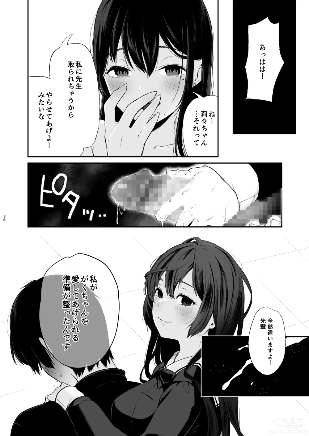 Page 35 of doujinshi Jorougumo no Hanazono 3 ~Boku wa Seito o Hitasura Okasu. Itsuka, Kanojo to Sex suru Tame ni.~