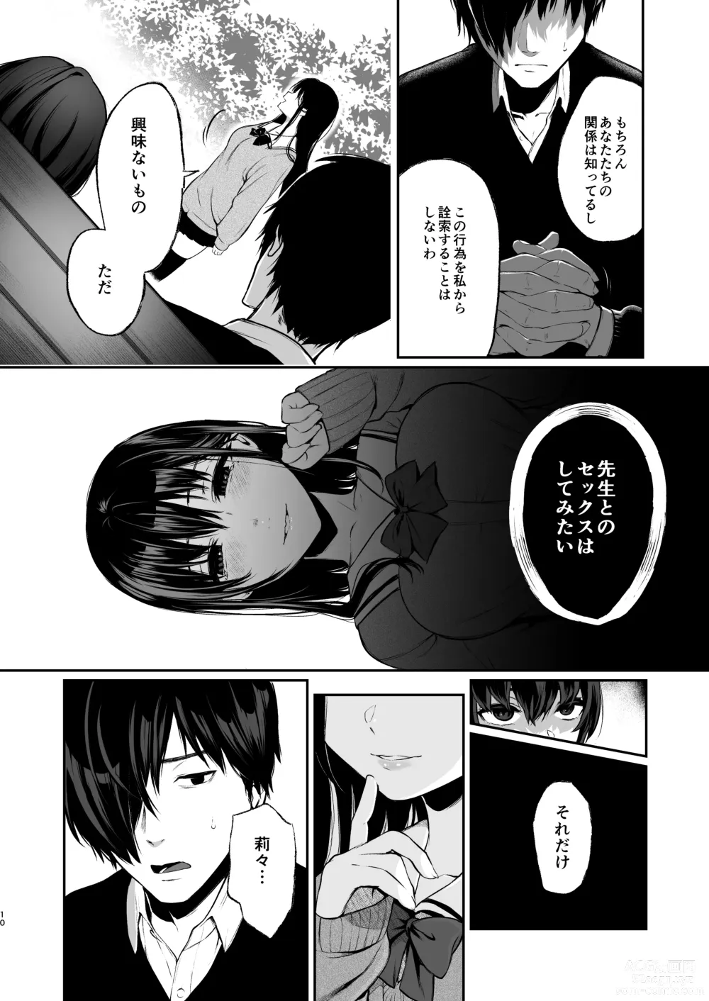 Page 9 of doujinshi Jorougumo no Hanazono 3 ~Boku wa Seito o Hitasura Okasu. Itsuka, Kanojo to Sex suru Tame ni.~