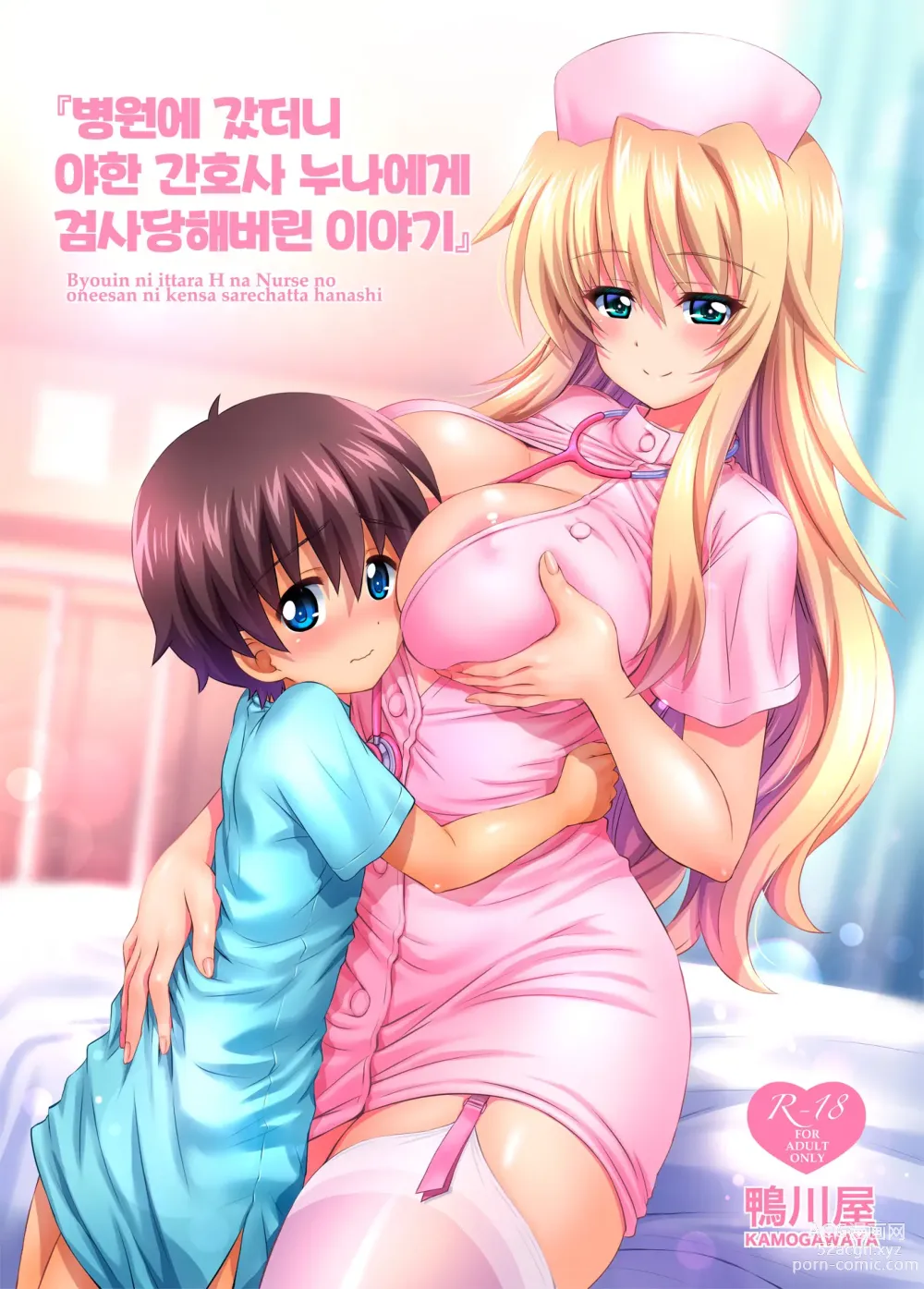 Page 1 of doujinshi Byouin ni Ittara Ecchi na Nurse no Onee-san ni Kensa sarechatta Hanashi