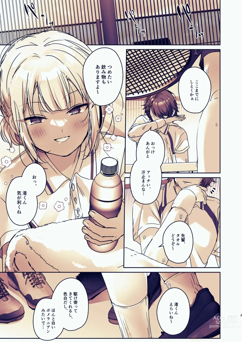 Page 3 of doujinshi Chin-Ira mo Sasetekuru Hiyake Kouhai ni Pome Hamehame Zecchou 5P