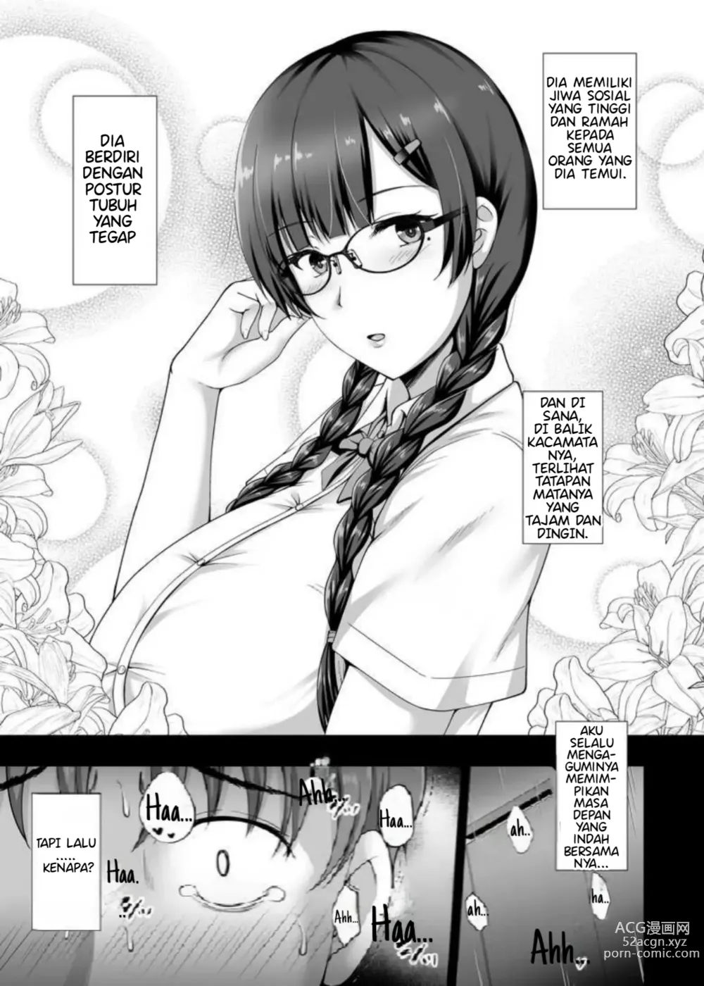 Page 2 of doujinshi Kanojo ga Megane o Hazushita Wake ~Kataomoi no Kyonyuu Iinchou ga Yarichin Kareshi ni Somerareru made~