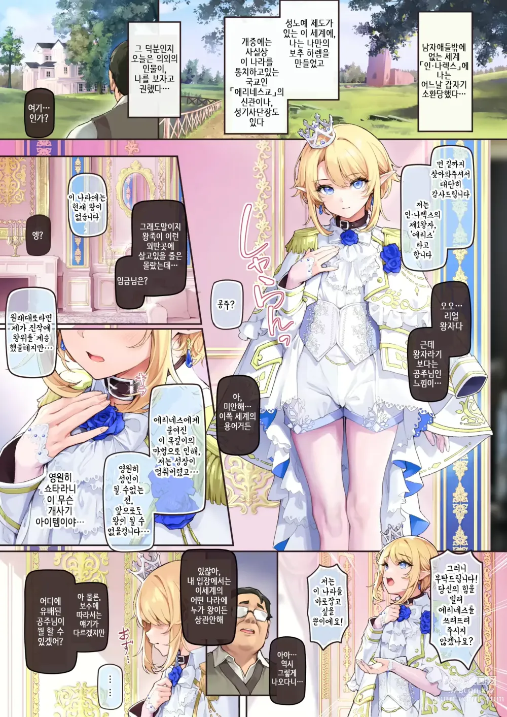 Page 2 of doujinshi Isekai Otokonoko Ouji Junjun Drei ~Noroi de Seichou ga Tomatta Ouji o Moteasobi Mesu Ochi Saseru~