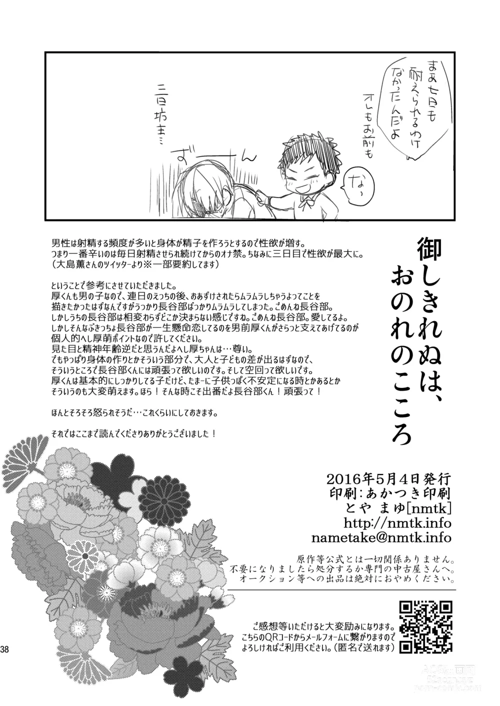 Page 36 of doujinshi Gyoshikirenu wa Onore no Kokoro