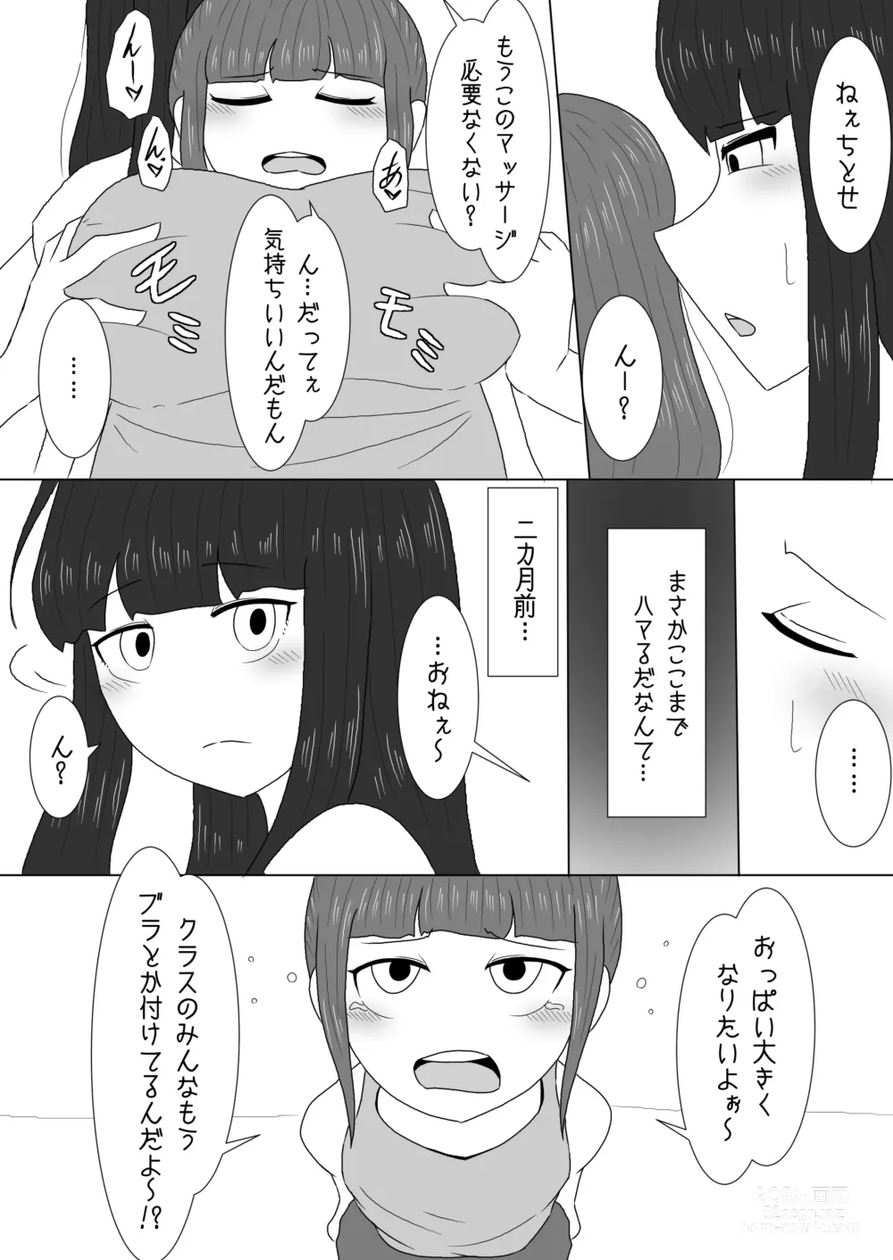 Page 2 of doujinshi Massage to Itsuwatte Imouto no Hinnyuu o Mainichi Monde Itara Kyuuseichou Shichatta Hanashi