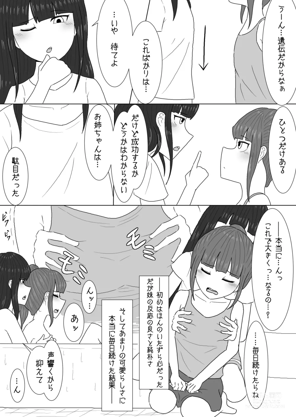 Page 3 of doujinshi Massage to Itsuwatte Imouto no Hinnyuu o Mainichi Monde Itara Kyuuseichou Shichatta Hanashi