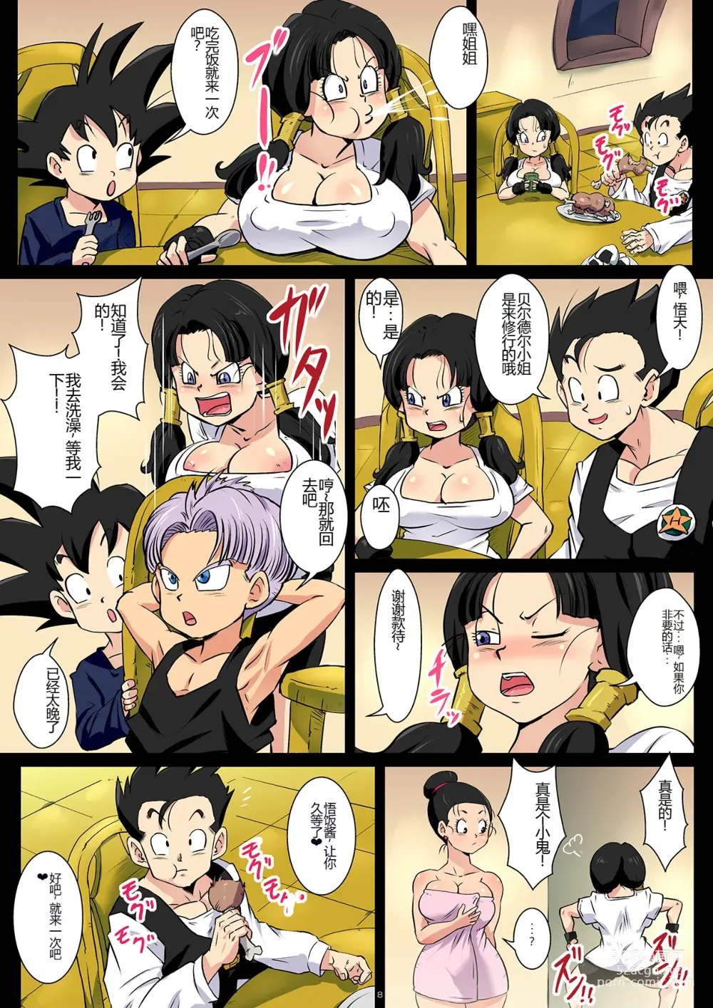 Page 8 of doujinshi Dosukebe Videl ga Hisshi ni Yuuwaku Suru kedo Gohan wa Chi Chi to no Sex ni Muchuu desu!