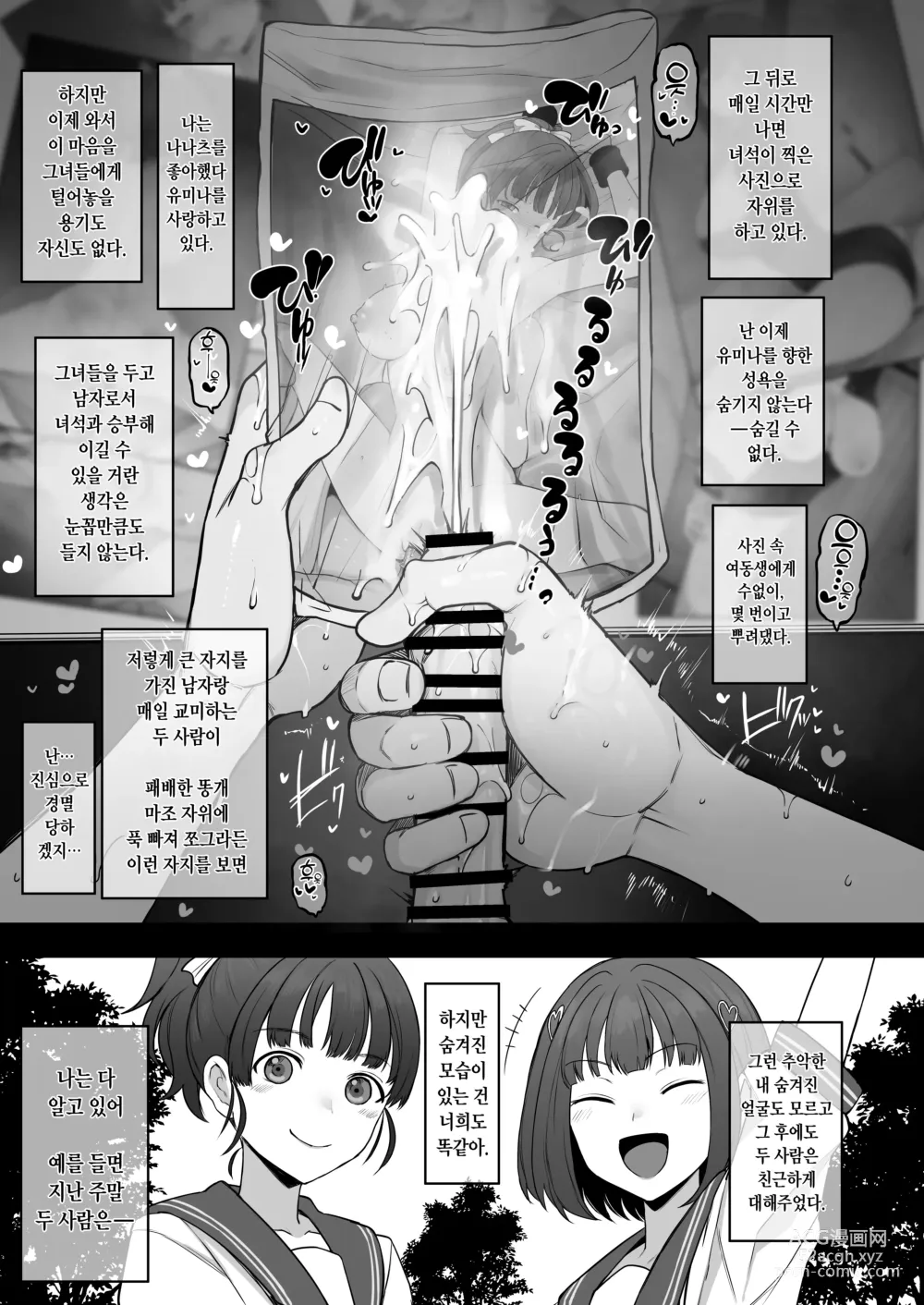 Page 33 of doujinshi Yarichin♂kara Imouto to Osananajimi no Honnou Mukidashi na Shashin o Katte Shikoru Hon