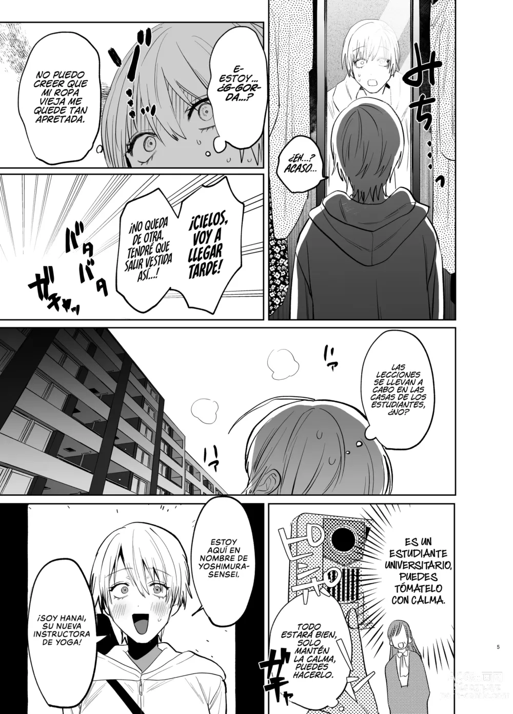 Page 4 of doujinshi La Historia Sobre cómo una Mujer Casada sin Experiencia Laboral se volvió Infiel cuándo se Convirtió en Instructora de Yoga