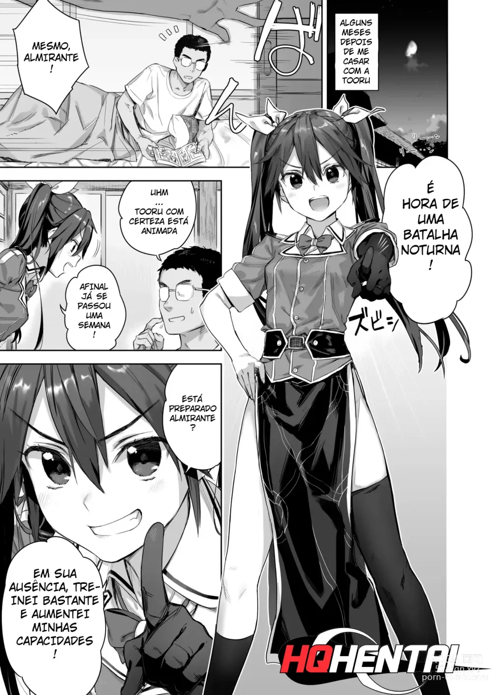 Page 2 of doujinshi Teitoku Wagahai to Yasen de Jissen ja (decensored)