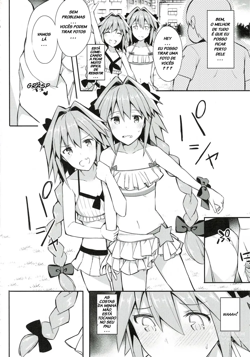 Page 4 of doujinshi Astolfo Cos no Ochinpo Glyph ga Extella Link