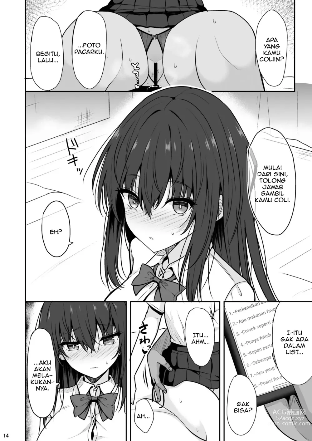 Page 13 of doujinshi Pacar yang Pendiam Jadi Orang Cabul yang Suka Ngecrot Dalam Saat Syuting Bokep