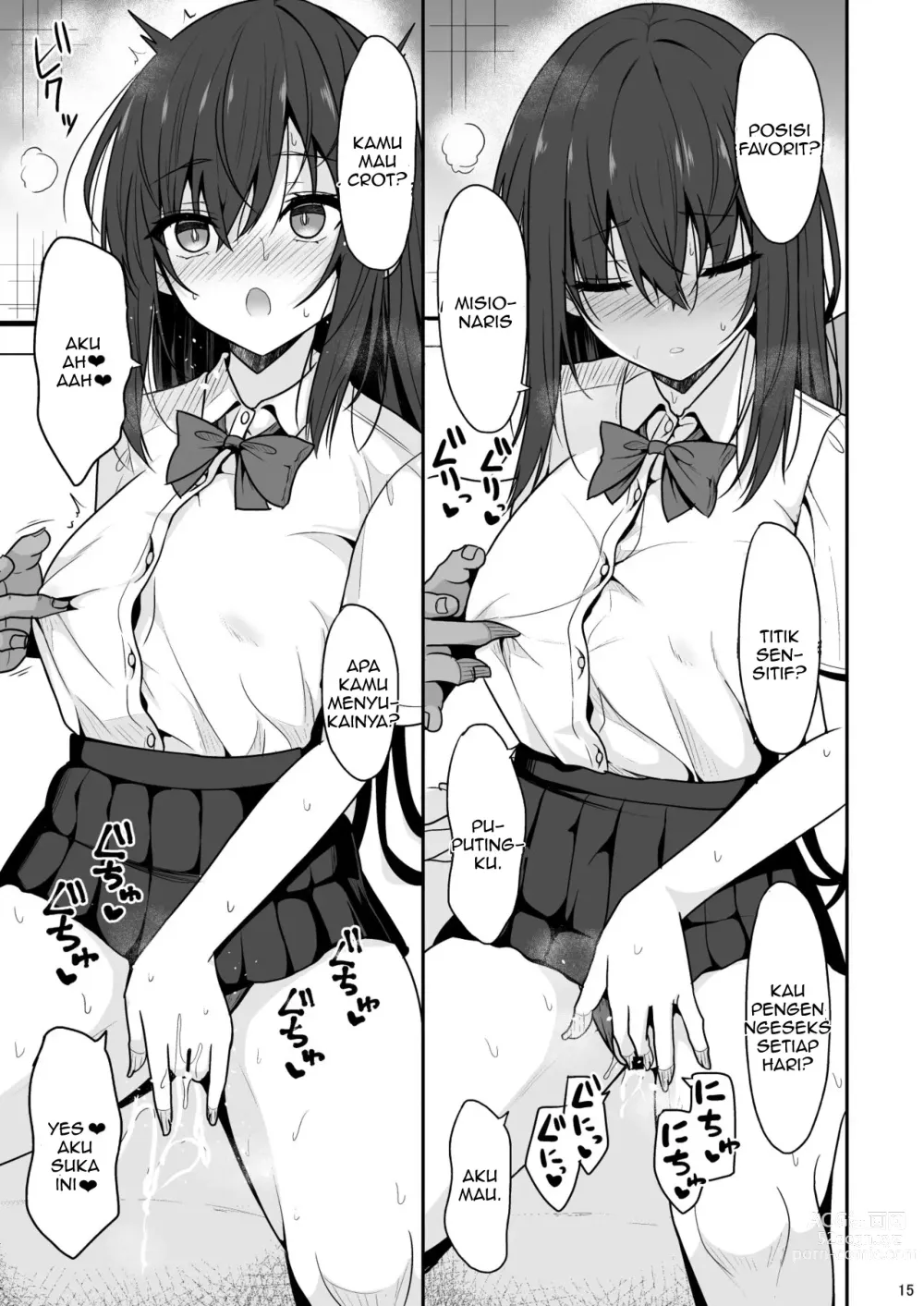 Page 14 of doujinshi Pacar yang Pendiam Jadi Orang Cabul yang Suka Ngecrot Dalam Saat Syuting Bokep