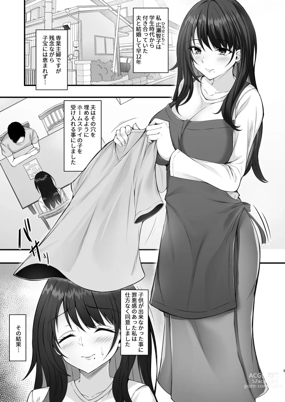 Page 3 of doujinshi Homestay Saki no Mama-san ga Boku no Dekamara de Ikimakutta Hanashi