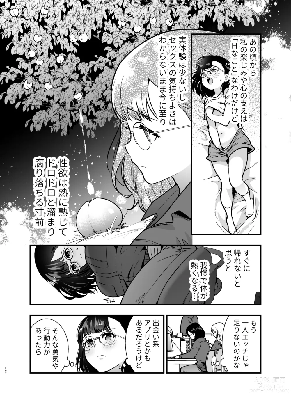 Page 12 of doujinshi Seiyoku o Moteamasu Jimi de Nekura na Watashi ga Gatenkei Joushi ni Taberareru 3-kakan