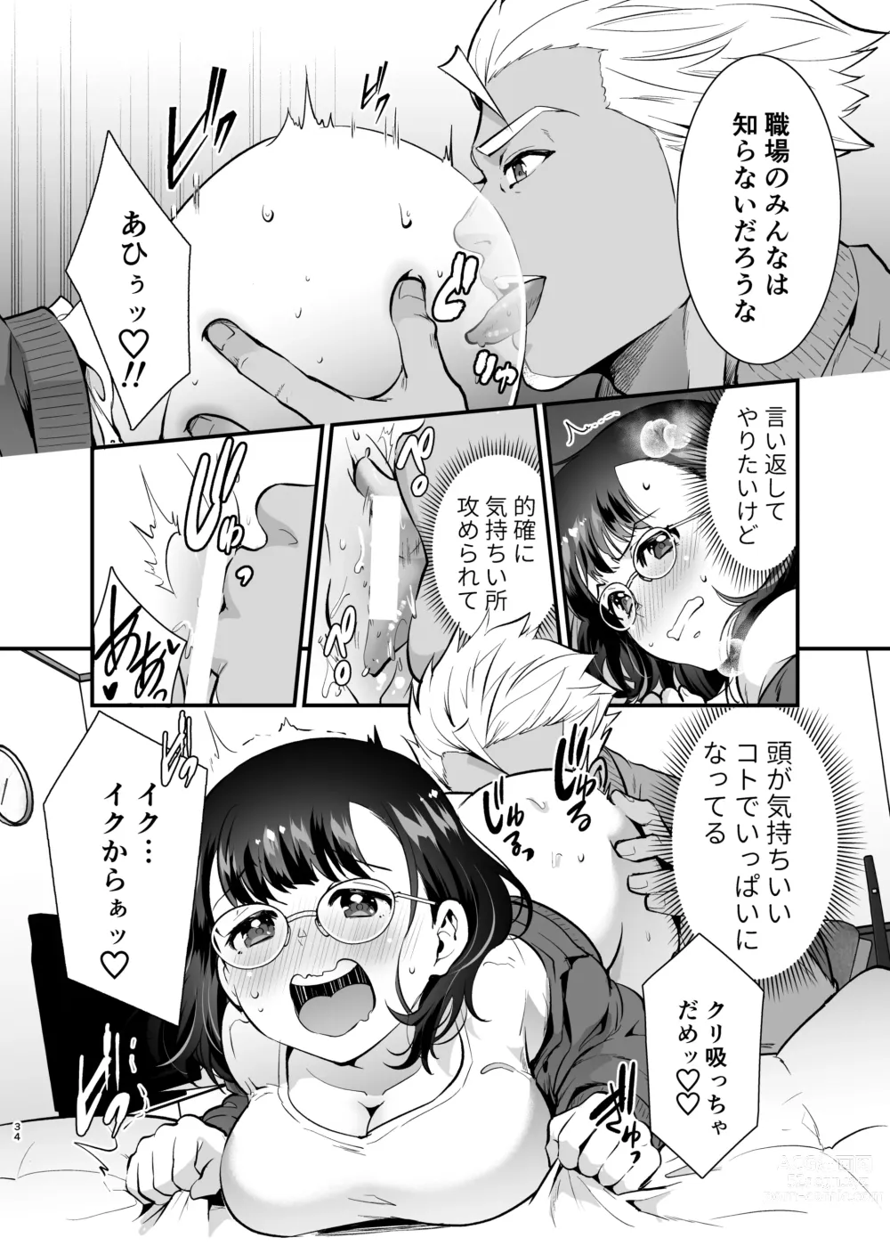 Page 34 of doujinshi Seiyoku o Moteamasu Jimi de Nekura na Watashi ga Gatenkei Joushi ni Taberareru 3-kakan