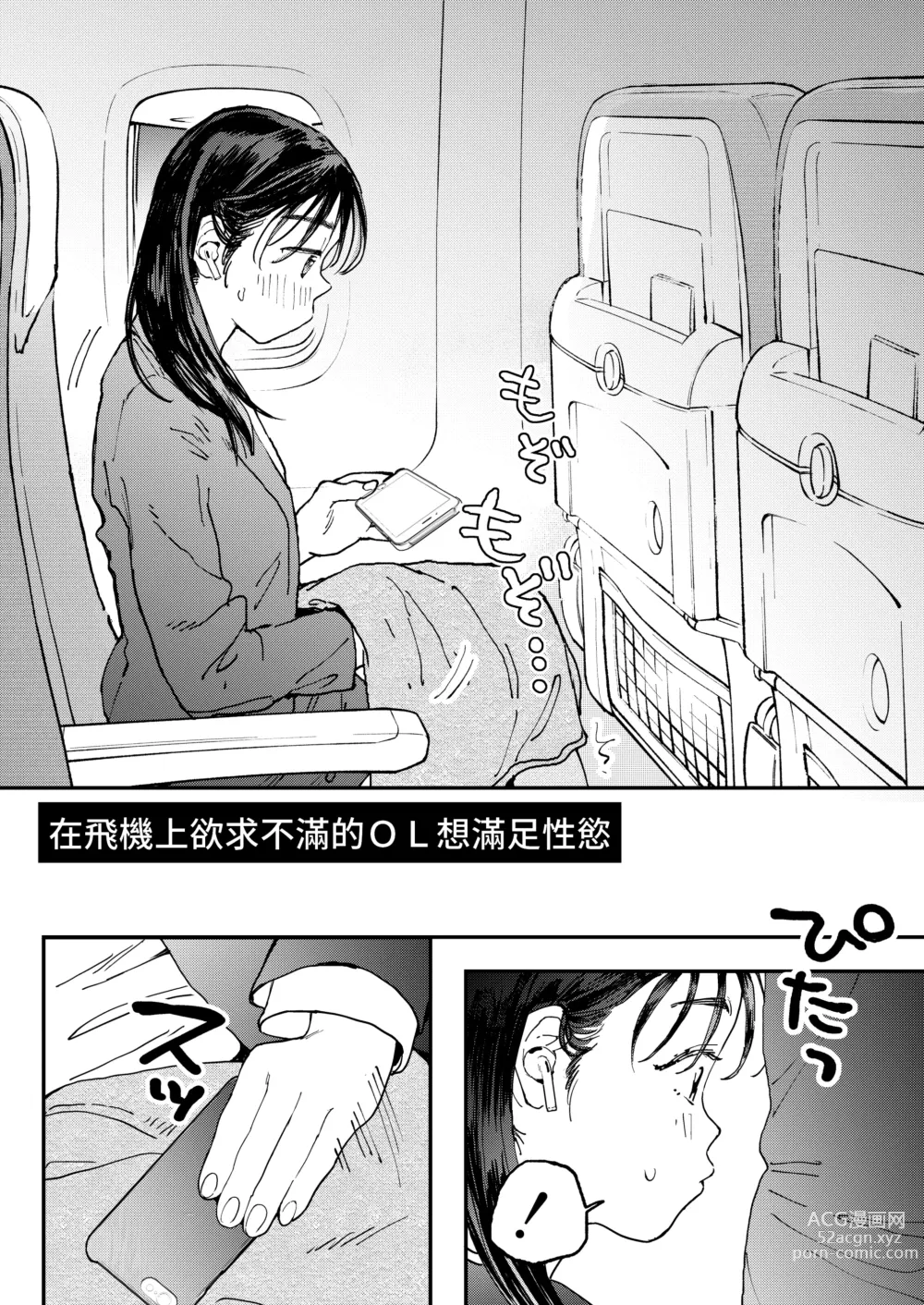 Page 3 of doujinshi Muramura OL-san wa Hikouki no Naka demo Seiyoku o Mitashitai