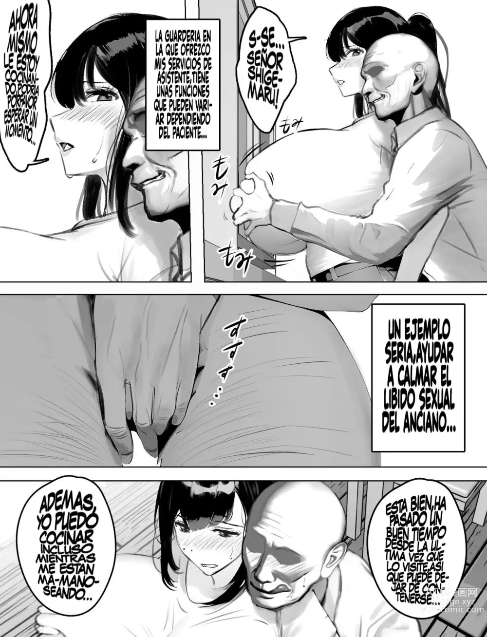 Page 6 of doujinshi Bakunyuu Home Helper no Ecchi na Houmon Kaigo - Enormes Pechos Compensan la Visita Traviesa de una Asistente